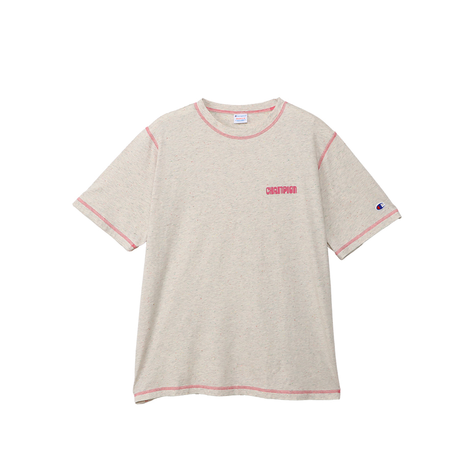 女款-CASUAL裝飾線 LOGO 印花 短袖 T恤-淺米色（CW-B311-810）