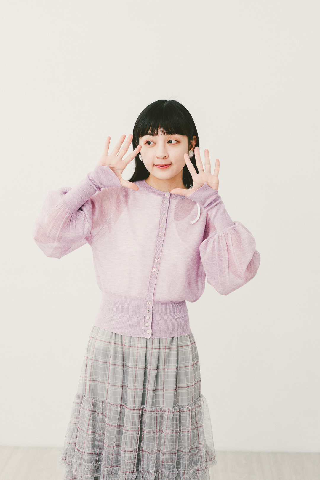 (限量)雲端絮語！透明針織泡泡袖開衫(兩色-薰衣草)