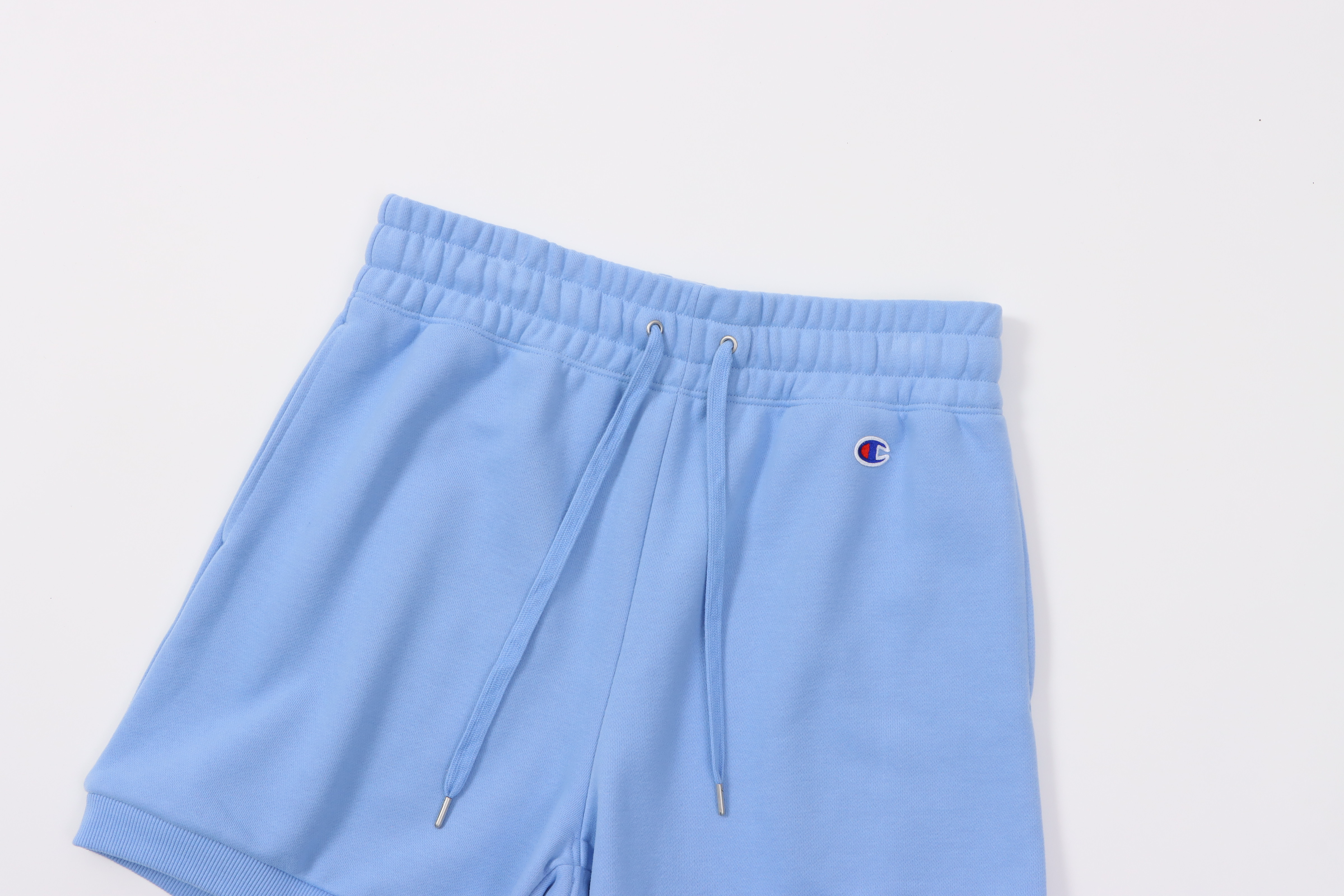 女款 -LOGO 刺繡 棉質們閒短褲-淺藍色（CW-B501-310）