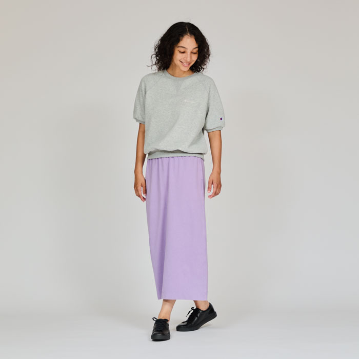 女款-CASUAL連肩 LOGO 刺繡短袖衛衣-灰色（CW-B005-060）