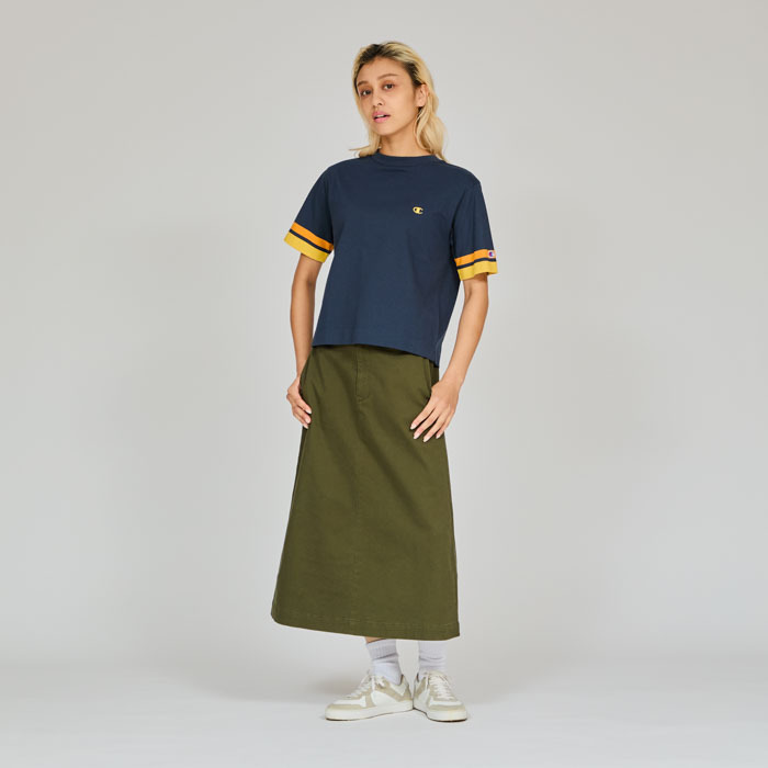 女款-CASUAL小C刺繡 雙色 短袖 T恤-深藍（CW-B321-370）