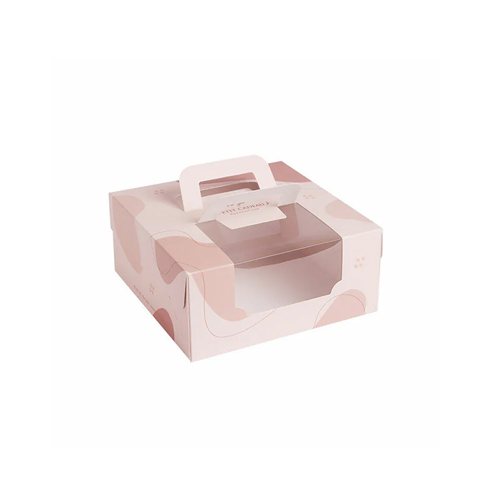 手提鏤空蛋糕盒 六吋 微恬時光-粉 10入/包 20x20x9cm【3-2931603】