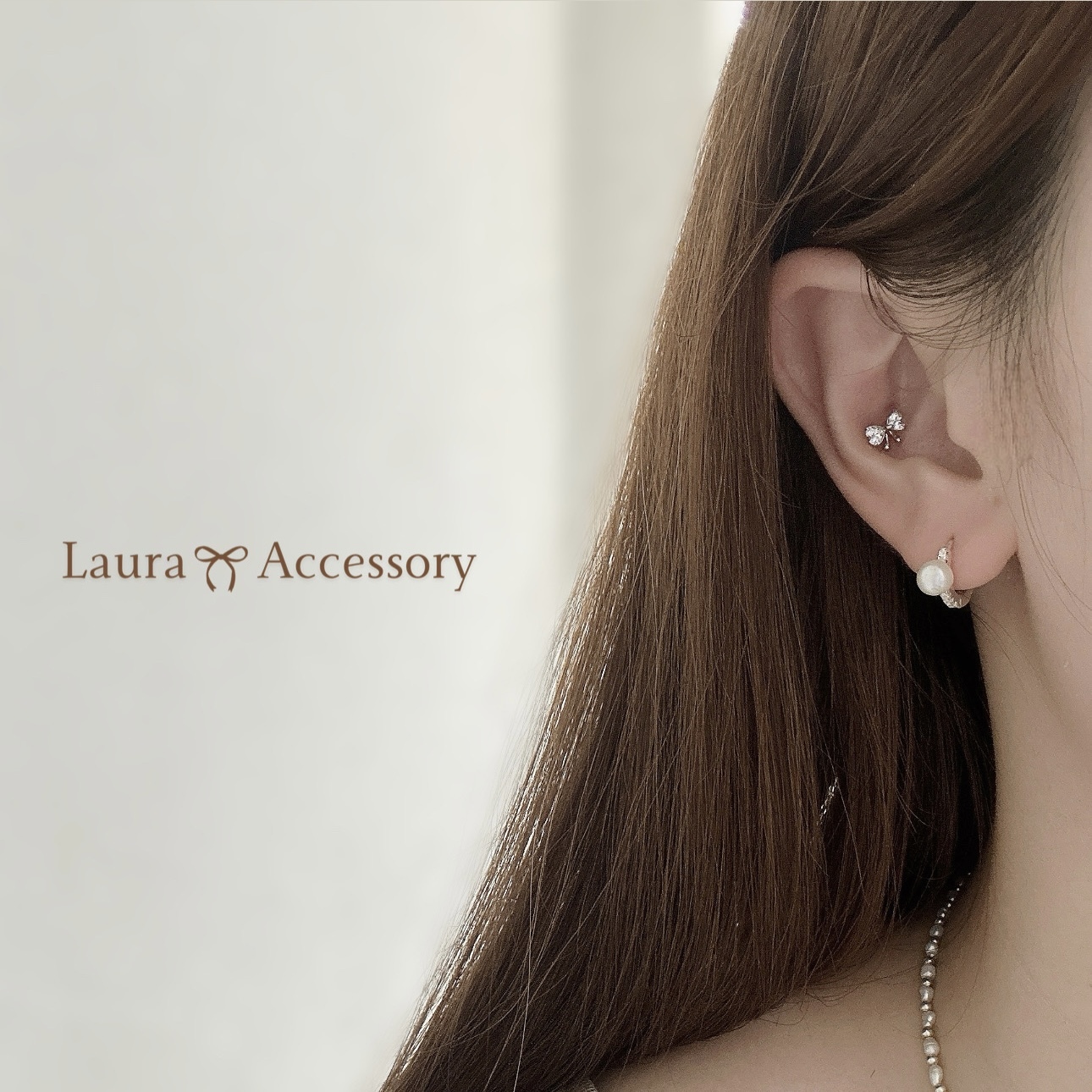 H153珍貴．珍珠排鑽純銀易扣