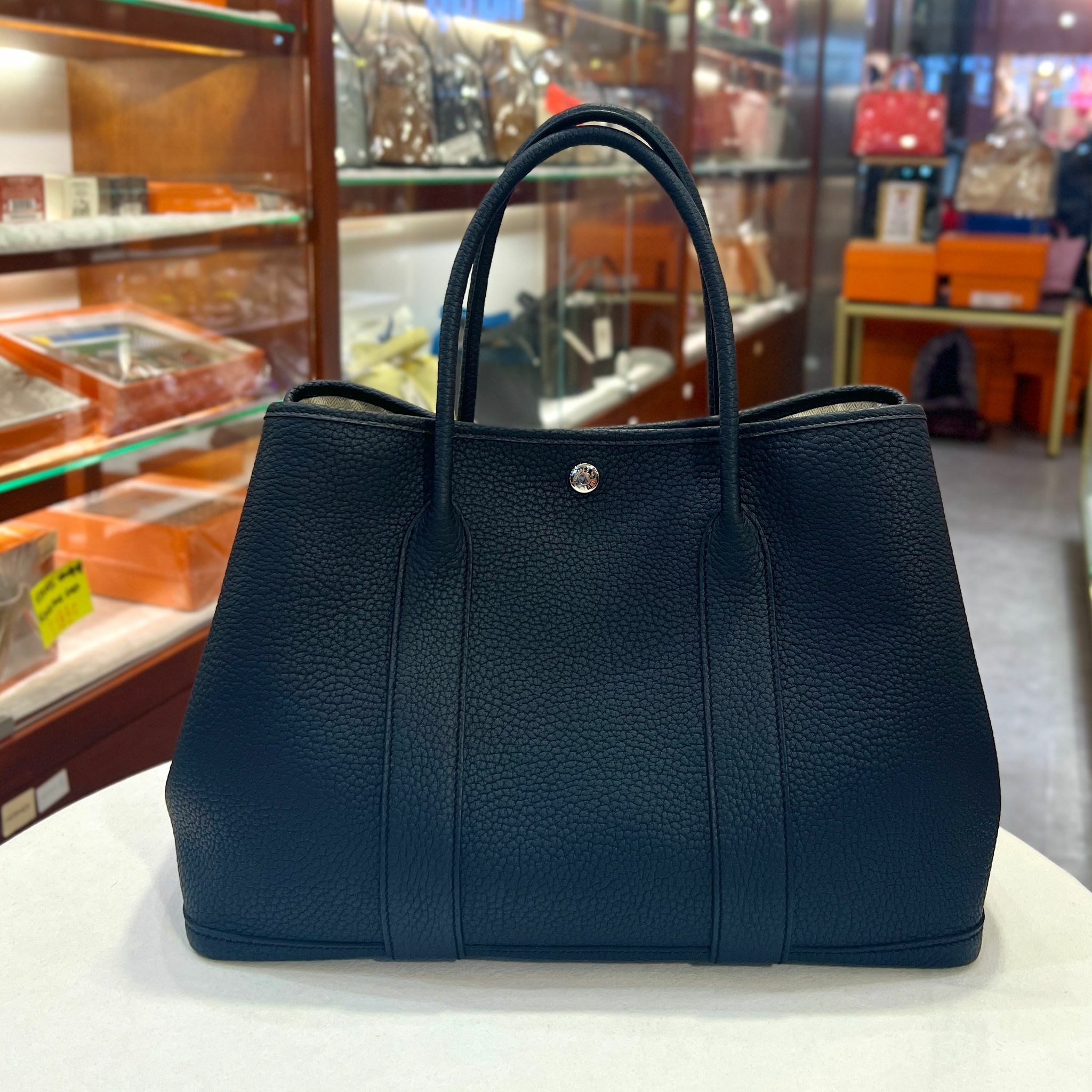 全新HERMES GARDEN PARTY 36  黑藍色 NEGONDA皮 銀扣 #GP36 #B Stamp #BRAND NEW#香榭站正品