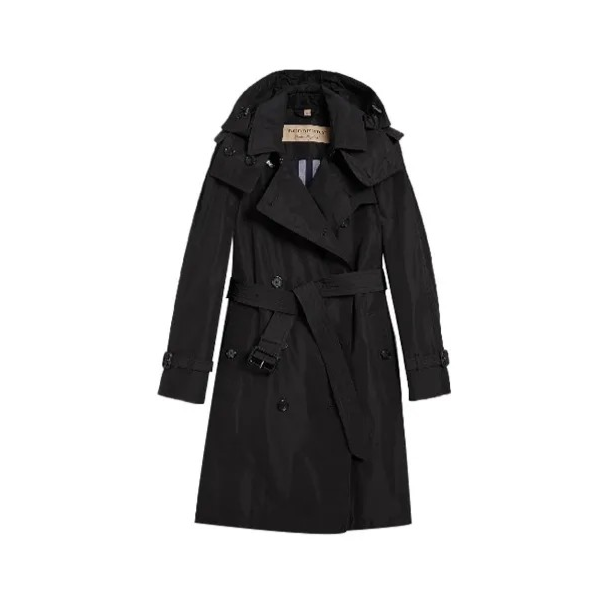 1BR0329-045 BURBERRY Amberford Belted Trench Coat Black #80922621 (C-EU-E)