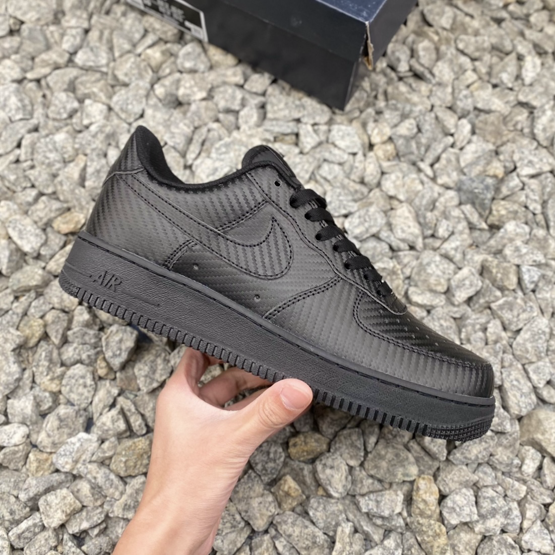 Nike Air Force 1 Low Black Carbon Fiber 全黑 黑色 碳纖維編織感 卡夢 卡蹦 低筒休閒鞋