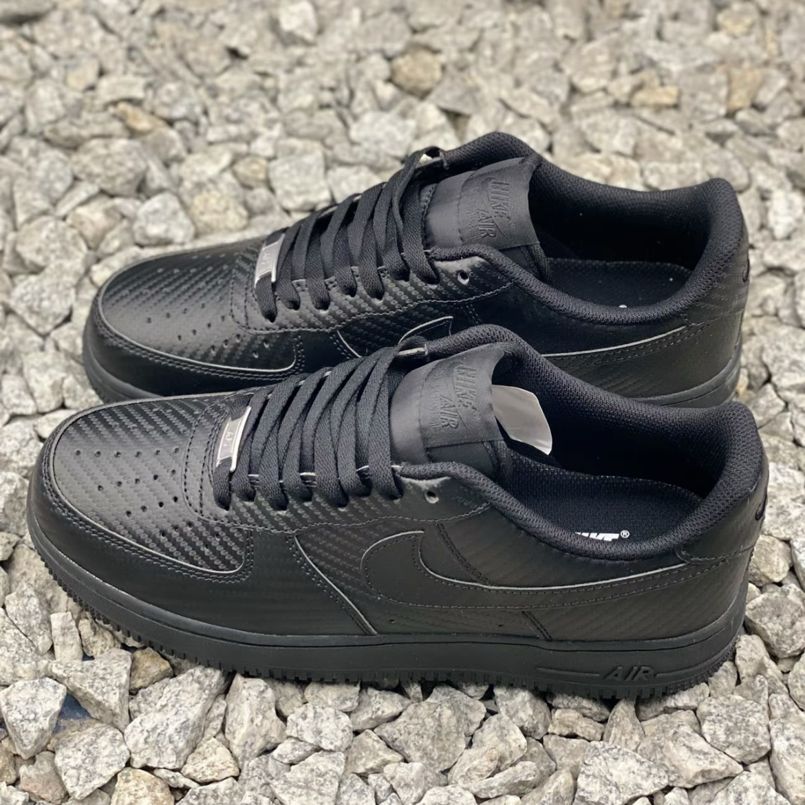 Nike Air Force 1 Low Black Carbon Fiber 全黑 黑色 碳纖維編織感 卡夢 卡蹦 低筒休閒鞋
