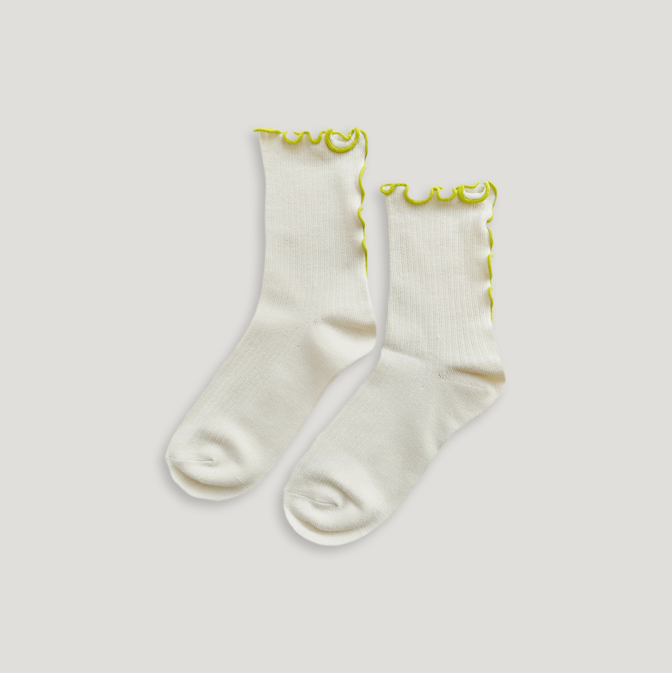J.P.L. Rolled Edge Ribbed Crew Socks ╭ 10色 ╮