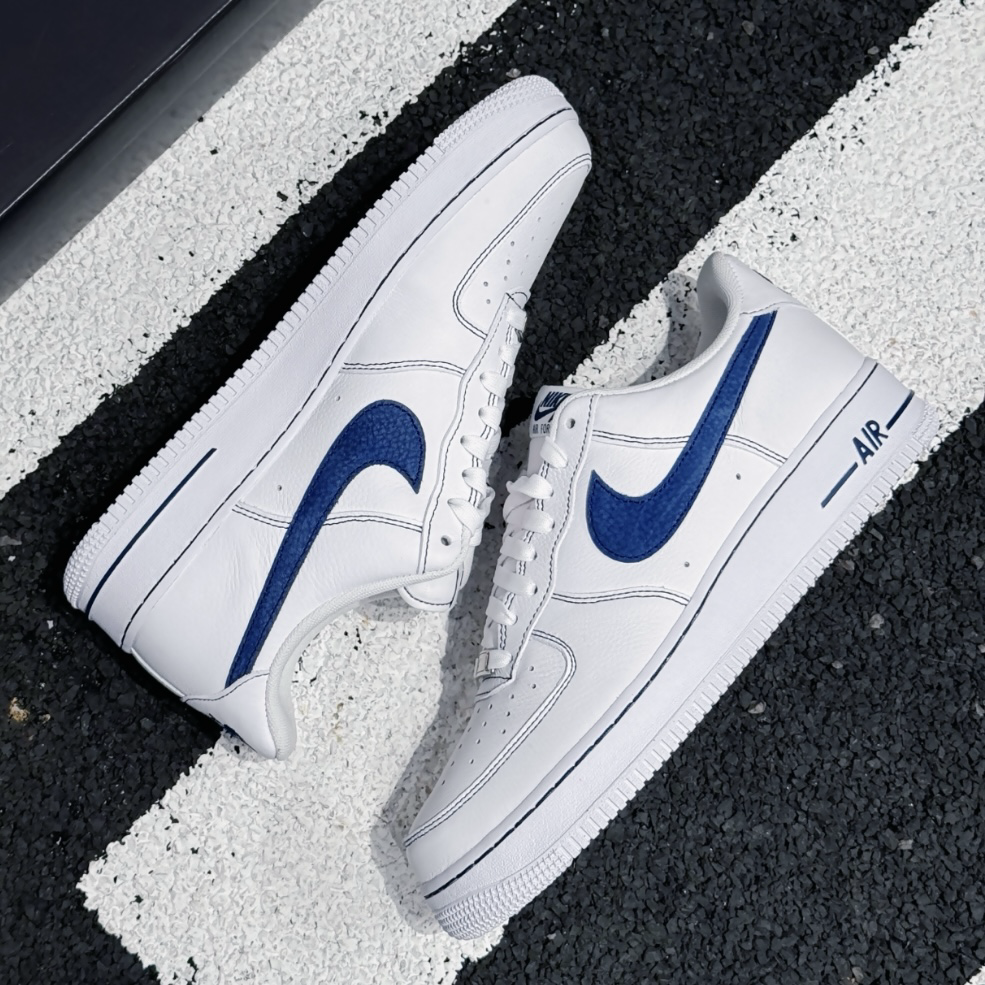 Nike Air Force 1 '07 Lv8 白藍 縫線 荔枝皮 AF1 低筒休閒鞋