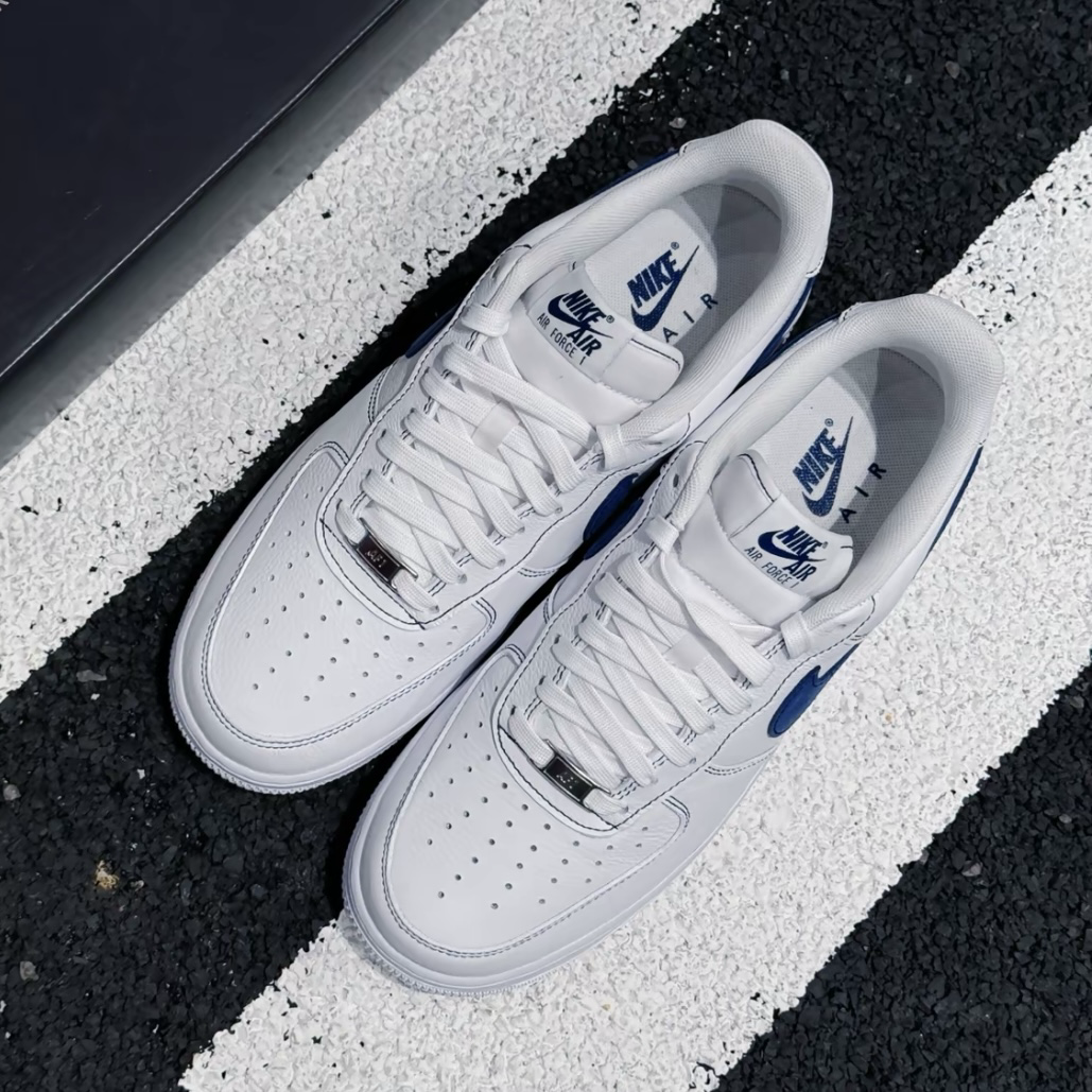 Nike Air Force 1 '07 Lv8 白藍 縫線 荔枝皮 AF1 低筒休閒鞋