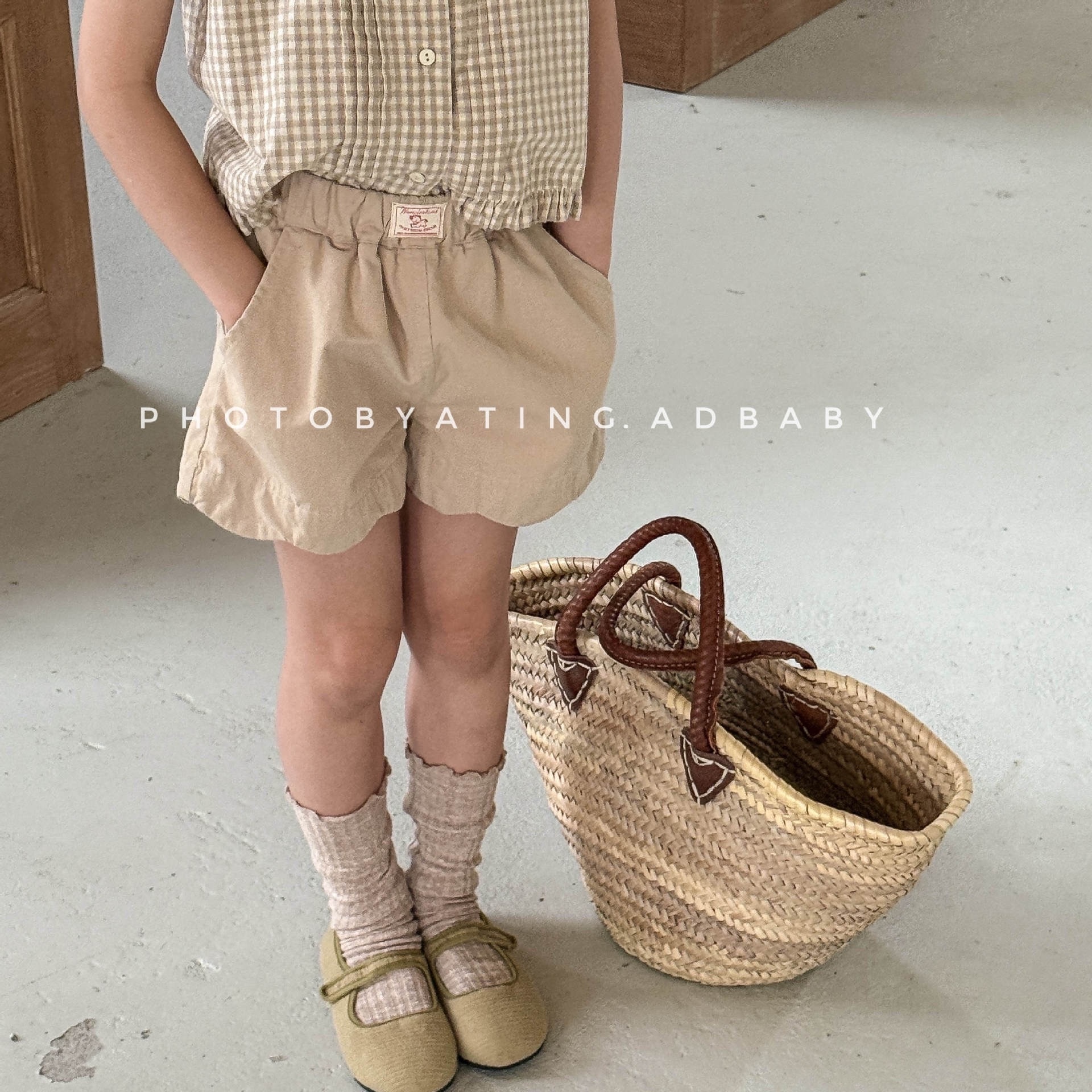 水洗棉雲朵邊短褲