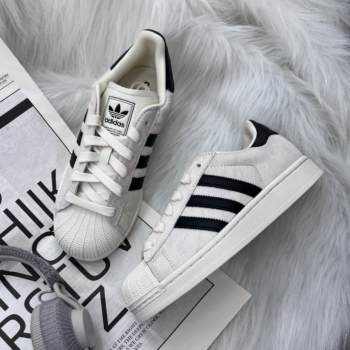 Adidas Superstar II Blancas Ponyhair 白黑 奶油白 貝殼頭 馬毛 休閒鞋