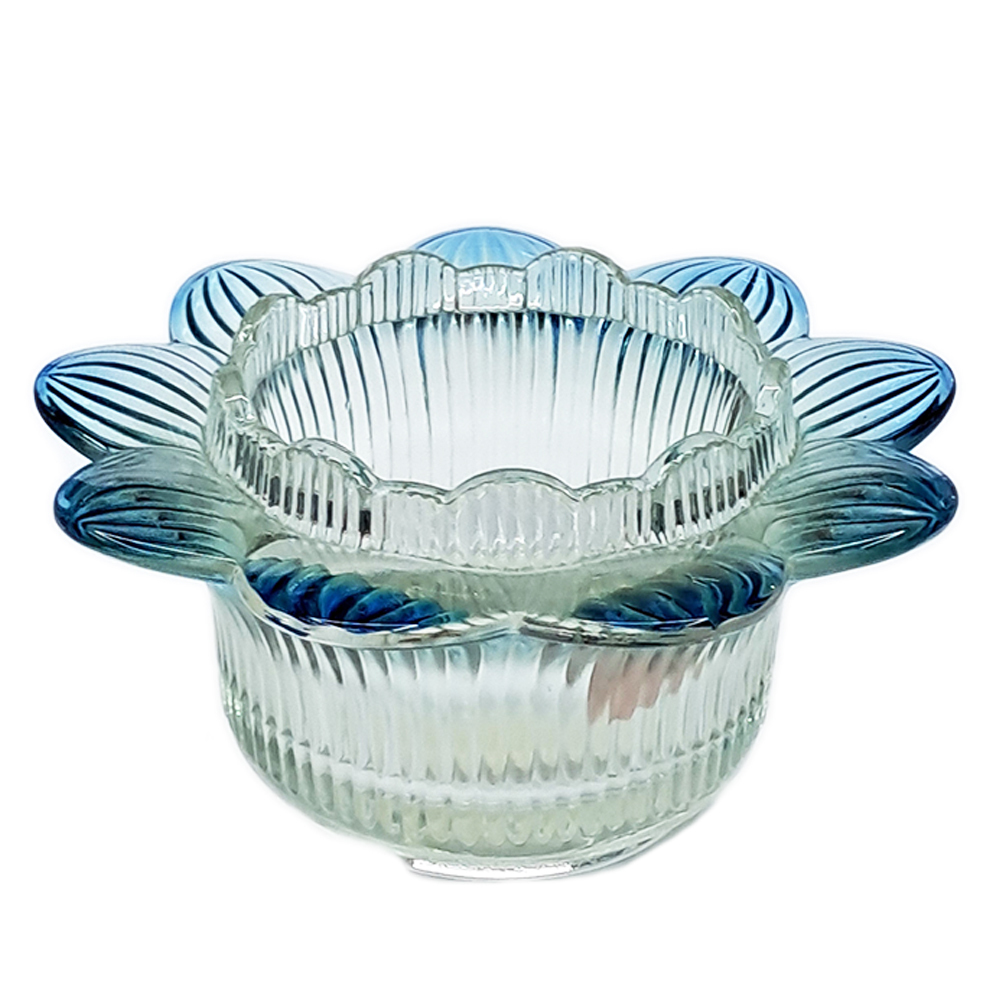 藍 蓮玻璃座{大)【十方】119301