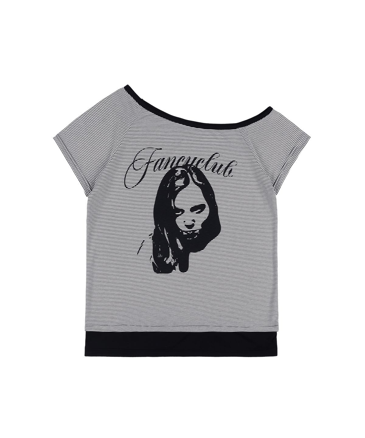 ☆NASTY FANCY CLUB☆ Mystic One Shoulder Tee BLACK F25QB107 FANCY CLUB | MYSTIC ONE-SHOULDER TEE - 스타일리시한 디자인의