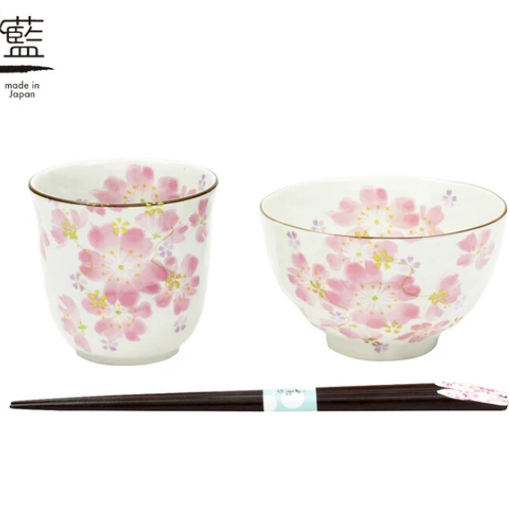 日本美濃燒瓦杯瓦碗禮盒套裝(華まつり) (日本製)