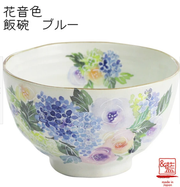 日本美濃燒瓦碗(花音色)(藍)11CM (日本製)
