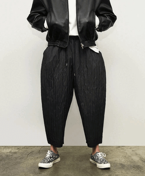 百褶氣球鬆緊腰休閒褲