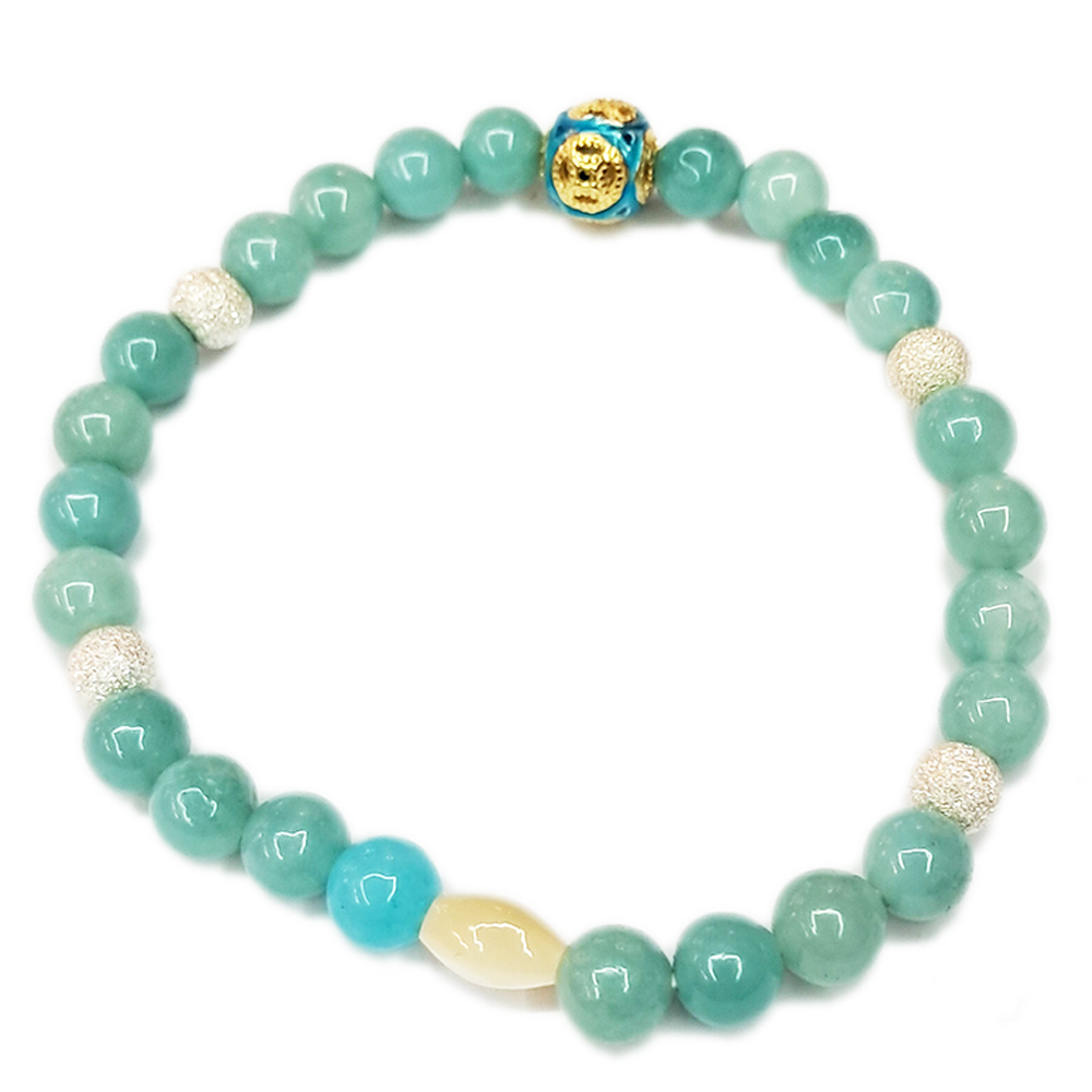 財源滾滾{925純銀}彩繪珠&天河石手珠6mm【十方】154575