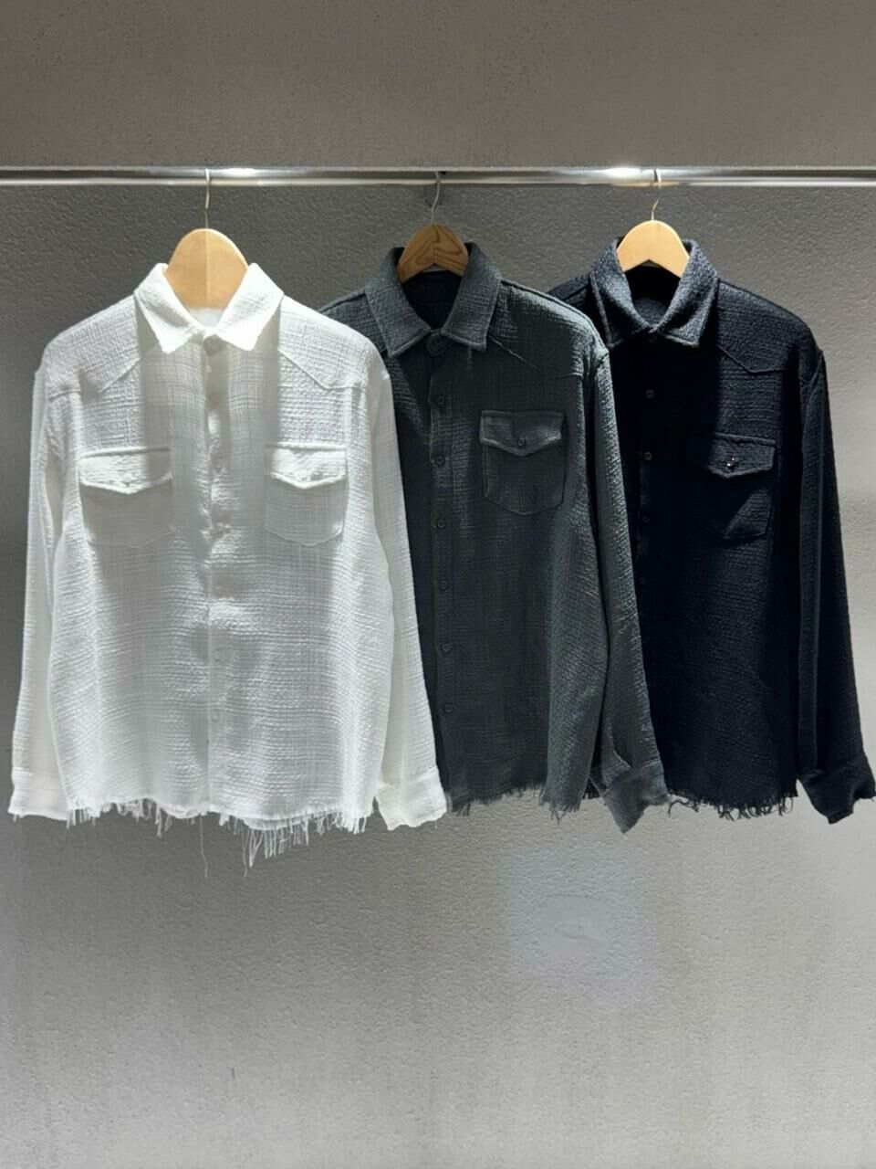 淨色暗紋長袖恤衫 S2306