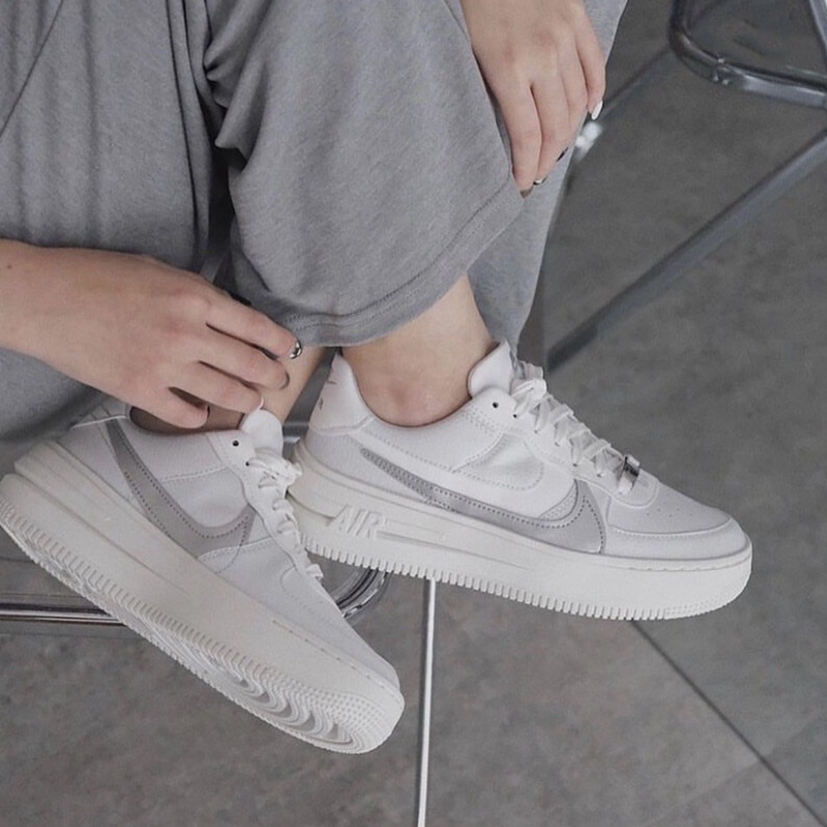Nike Air Force 1 PLT.AF.ORM 白銀 厚底 增高 AF1 金屬銀