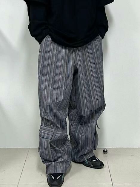 直紋工裝鬆身褲 P3056