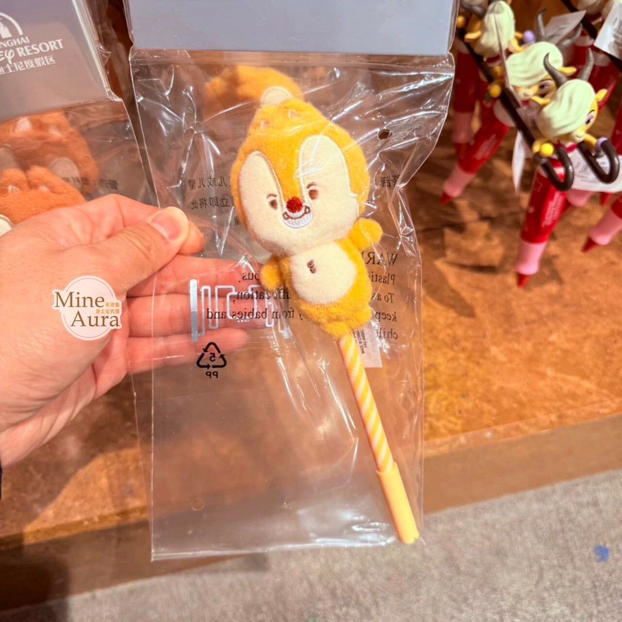 紅鼻 蒂蒂 Dale 絨毛公仔指偶設計 造型 中性筆 奇奇蒂蒂 Chip 'n Dale -上海迪士尼樂園