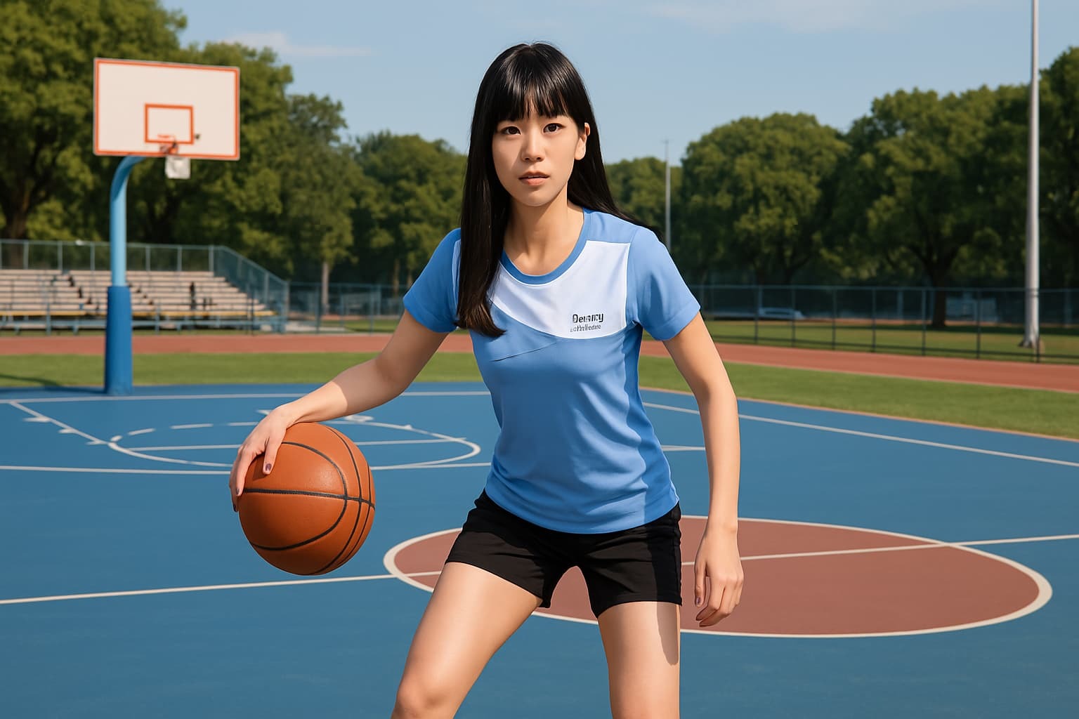 清爽透氣女剪接快乾圓領T