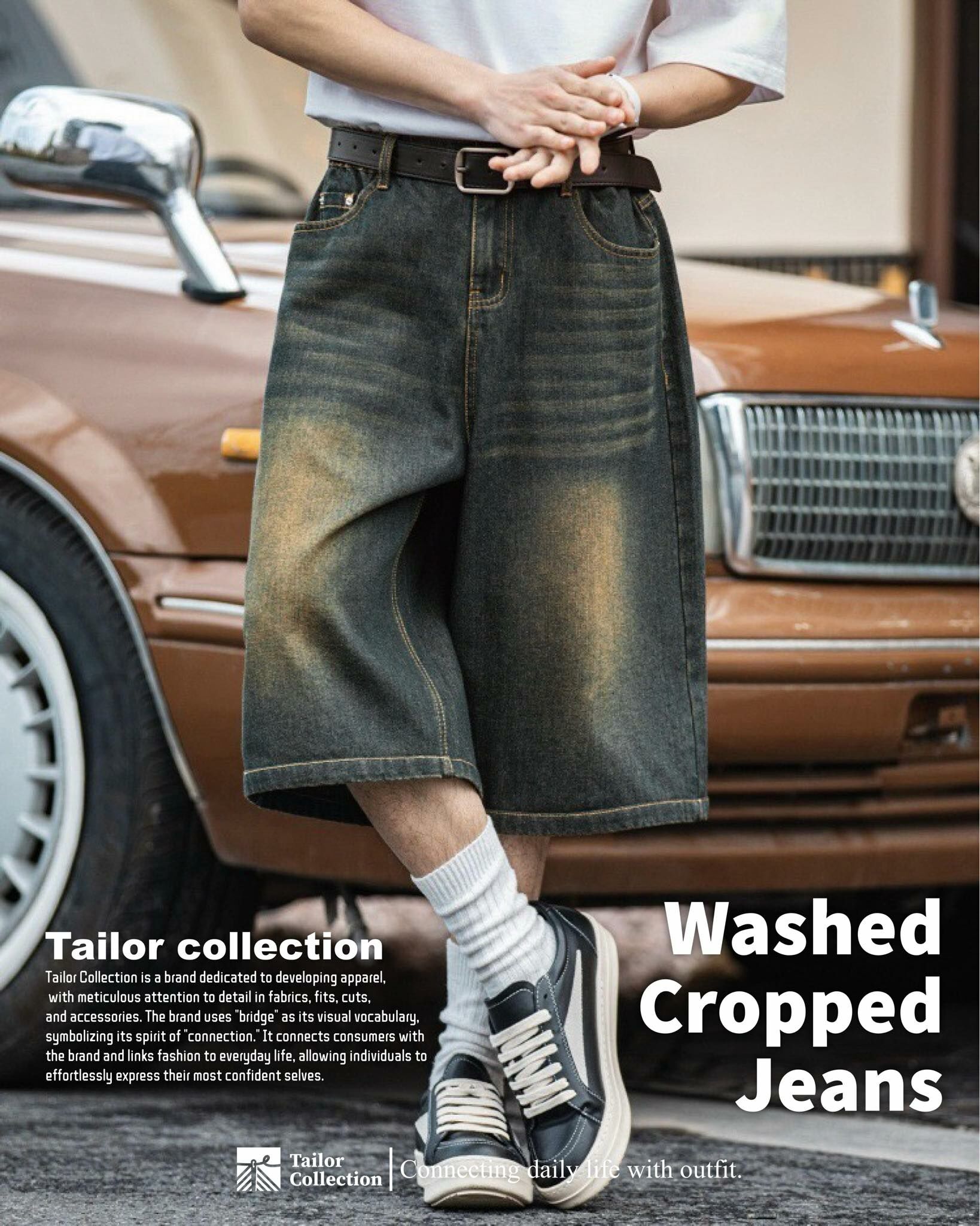 #預購 Tailor collection 水洗牛仔 七分短褲 兩色 MN2408