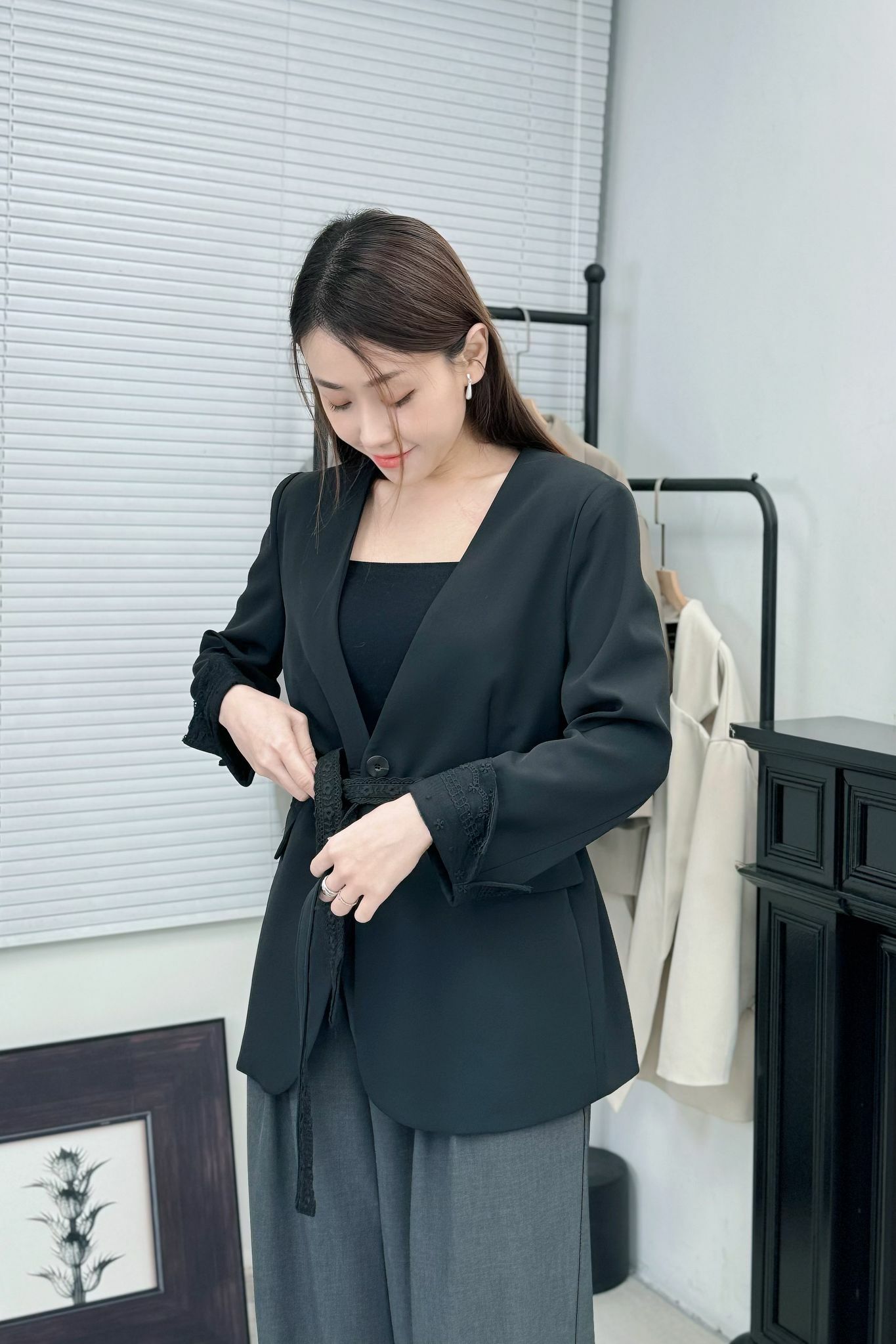 JK#6988 🤍蕾絲伏線西裝褸