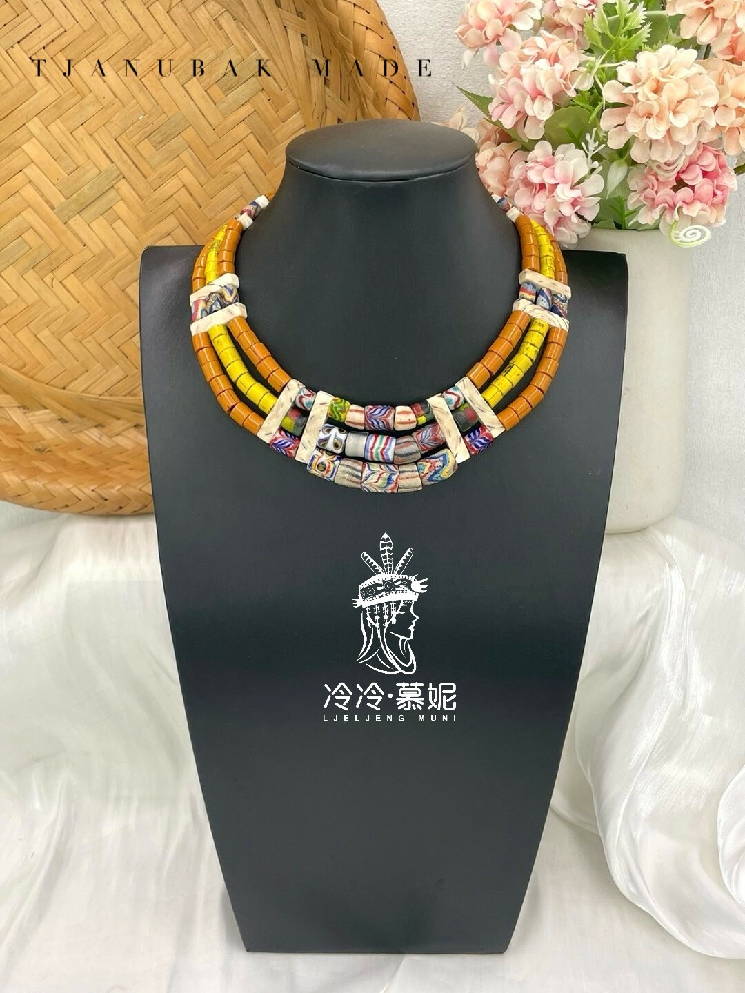 W-No.63傳統花珠三排頸鍊35cm