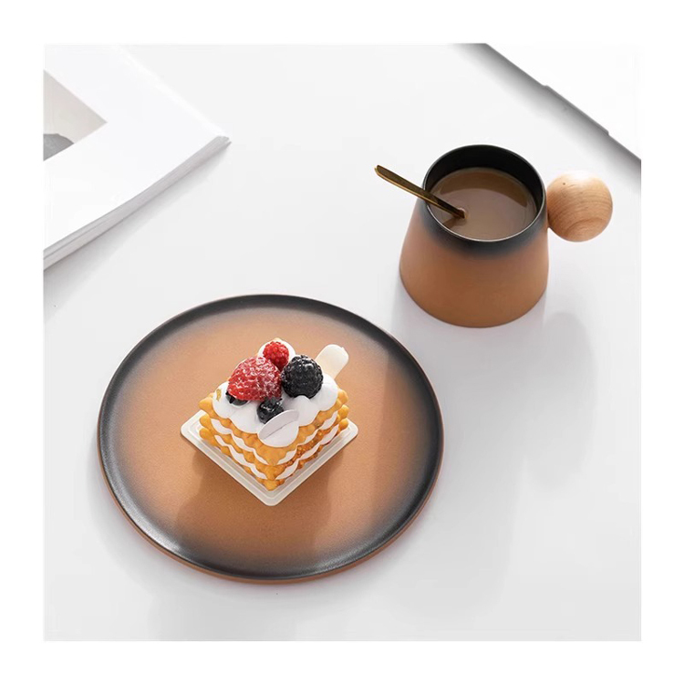 鹿港窯禮品館｜北歐風手工陶瓷咖啡杯組｜創意木質元素設計