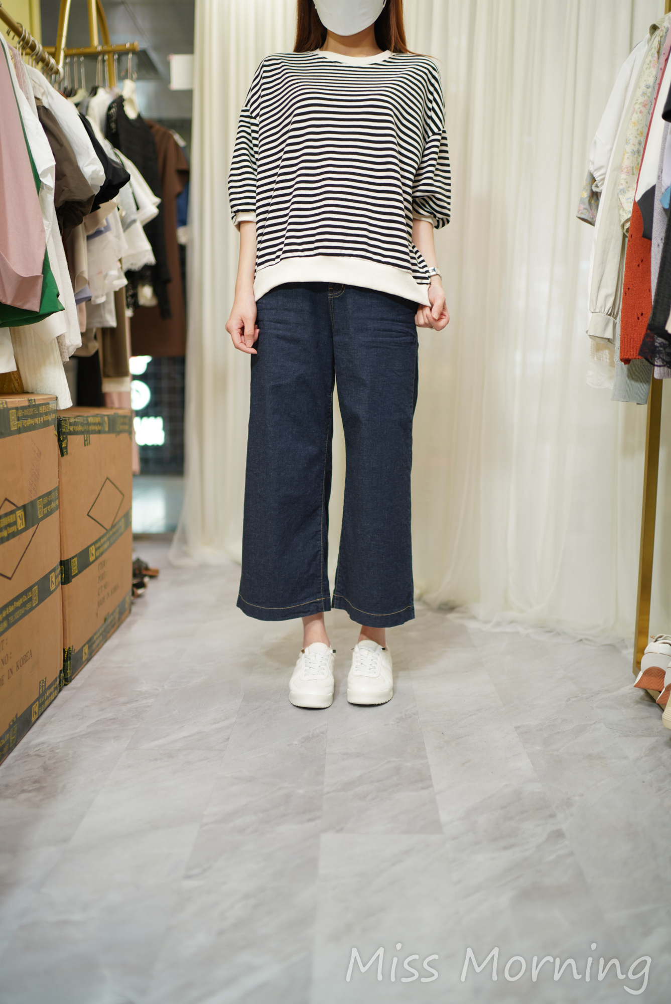 薄身珠底條子衛衣(14497)