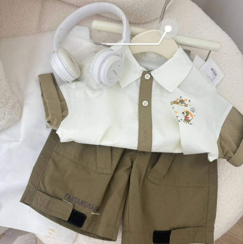 BYB03SE116KI 卡其色聊天狗狗恤衫