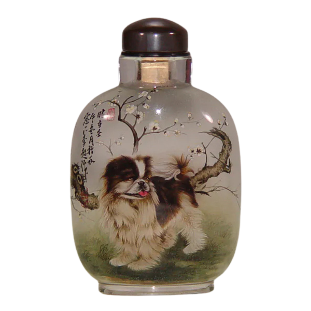 雙狗圖鼻煙壺 忠誠雙犬展現友誼長存與守護之意