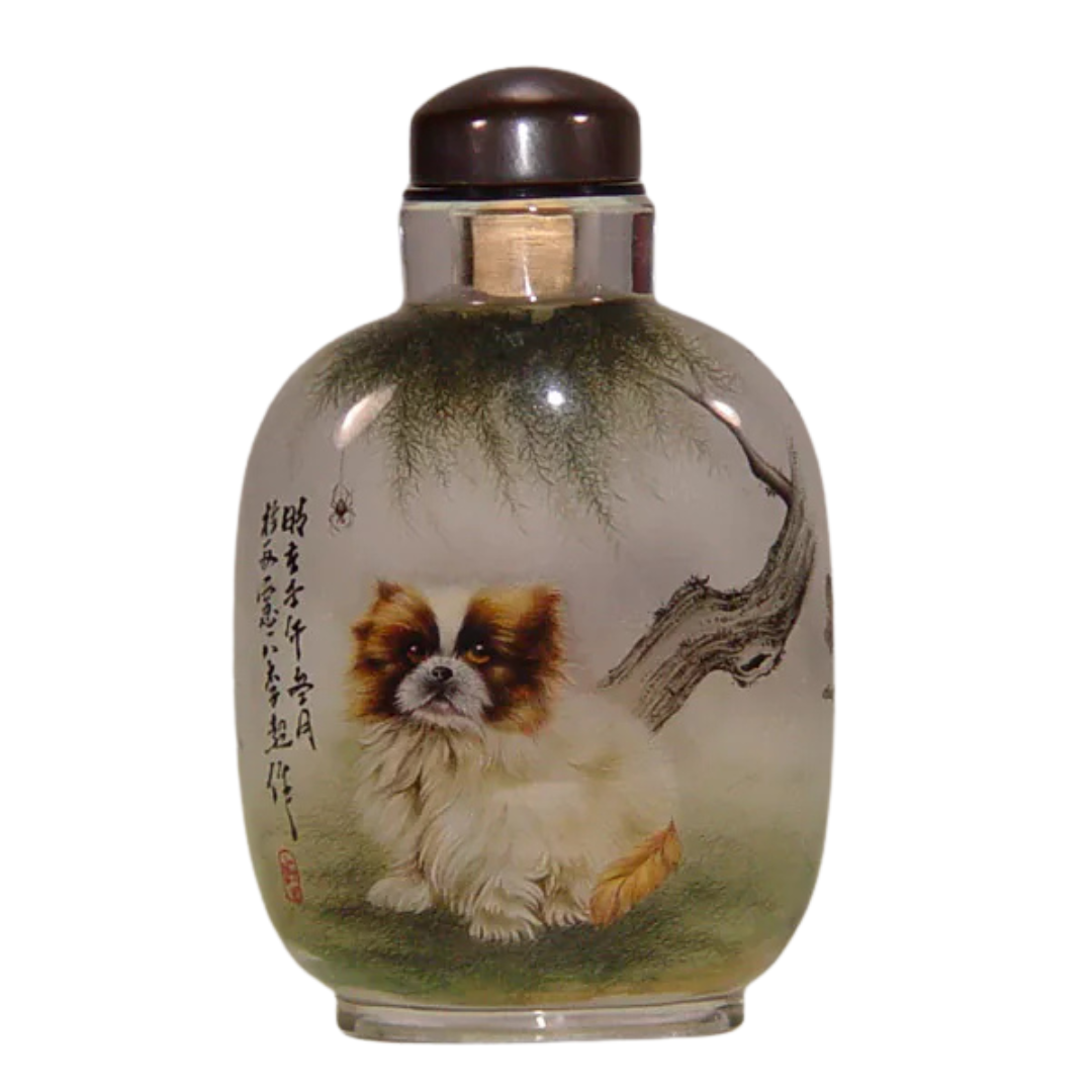 雙狗圖鼻煙壺 忠誠雙犬展現友誼長存與守護之意