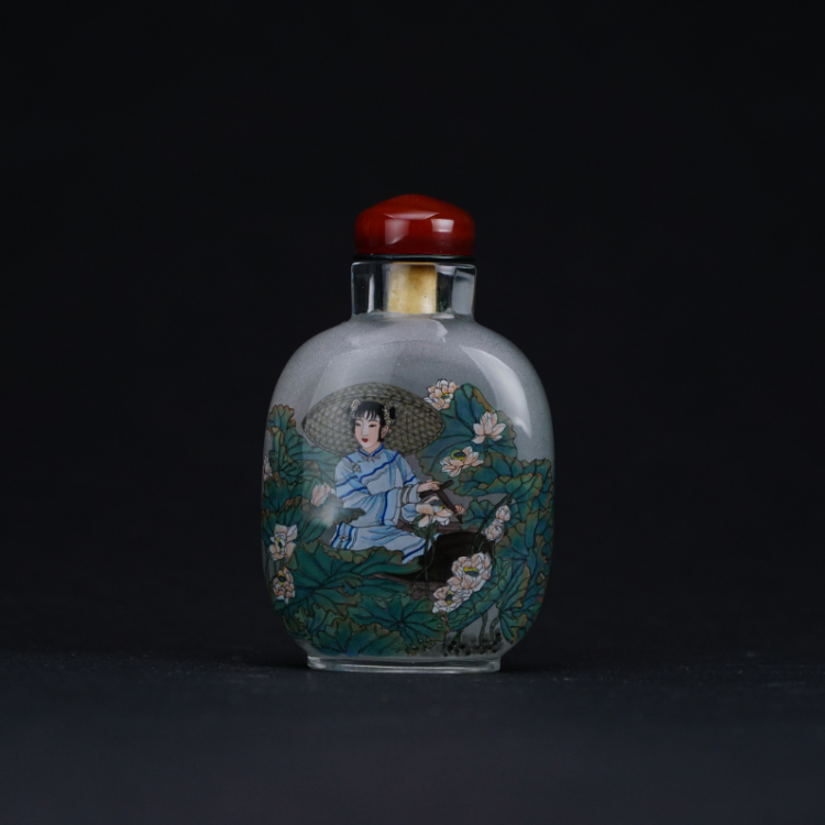 鹿港窯典藏級內畫工藝|仕女圖鼻煙壺 溫婉端莊展現柔美詩意