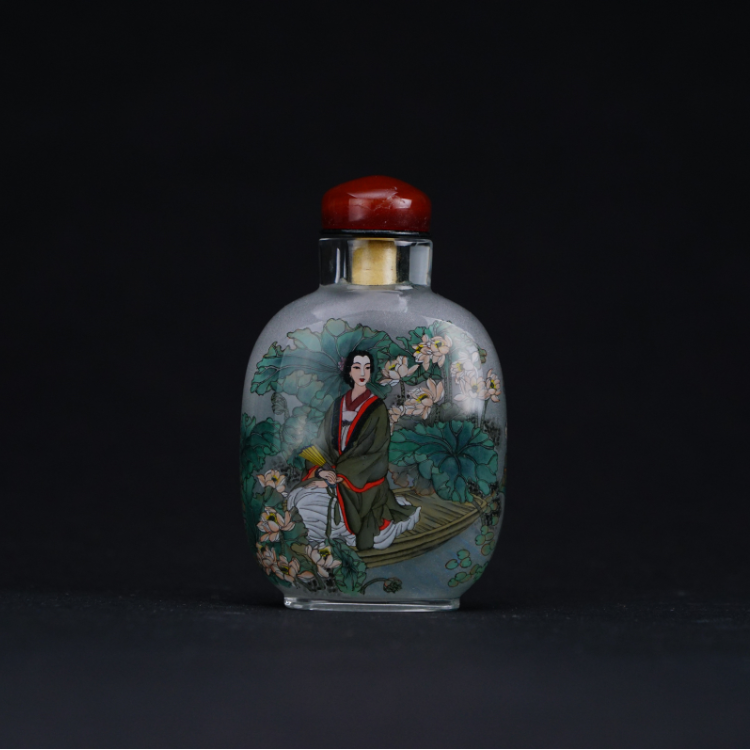 鹿港窯典藏級內畫工藝｜仕女圖鼻煙壺 溫婉端莊展現柔美詩意