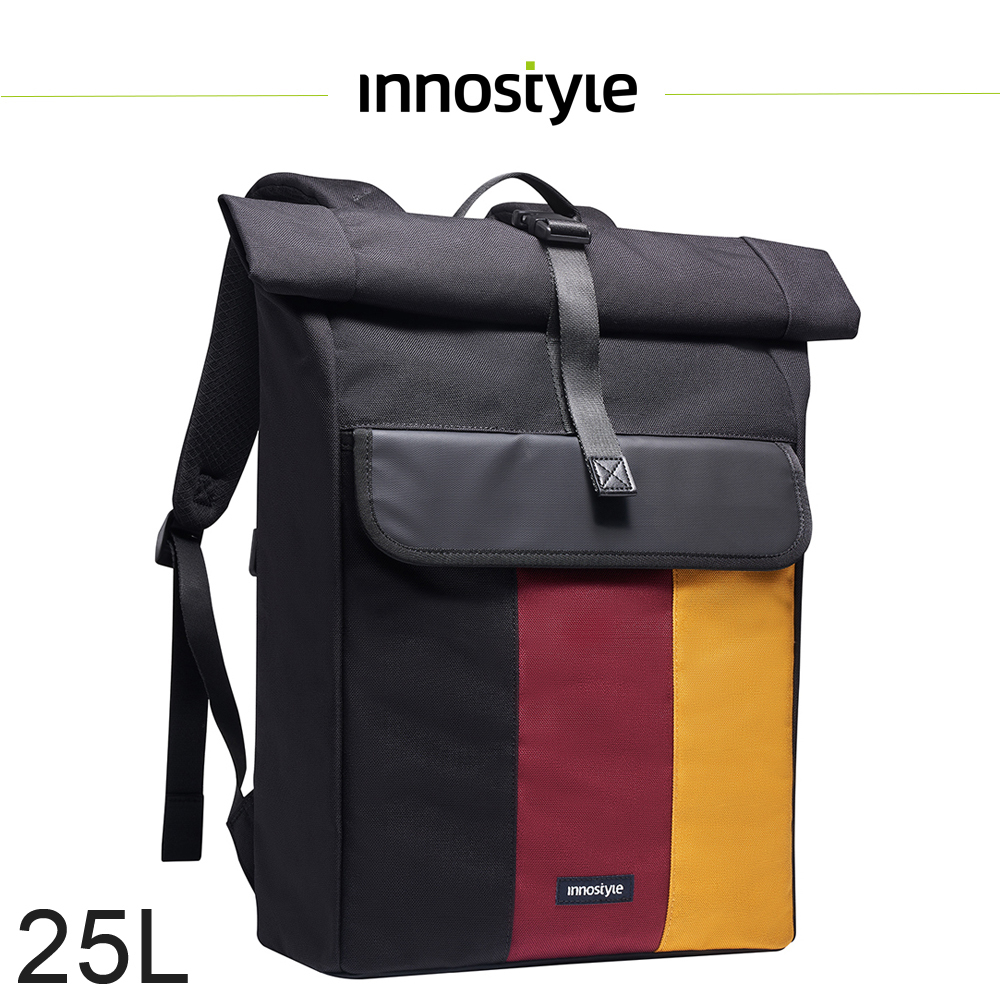 innostyle CityTrek Elite系列 撞色 25L 後背包/筆電包/電腦包/平板包/肩背包/旅行包 黑紅黃