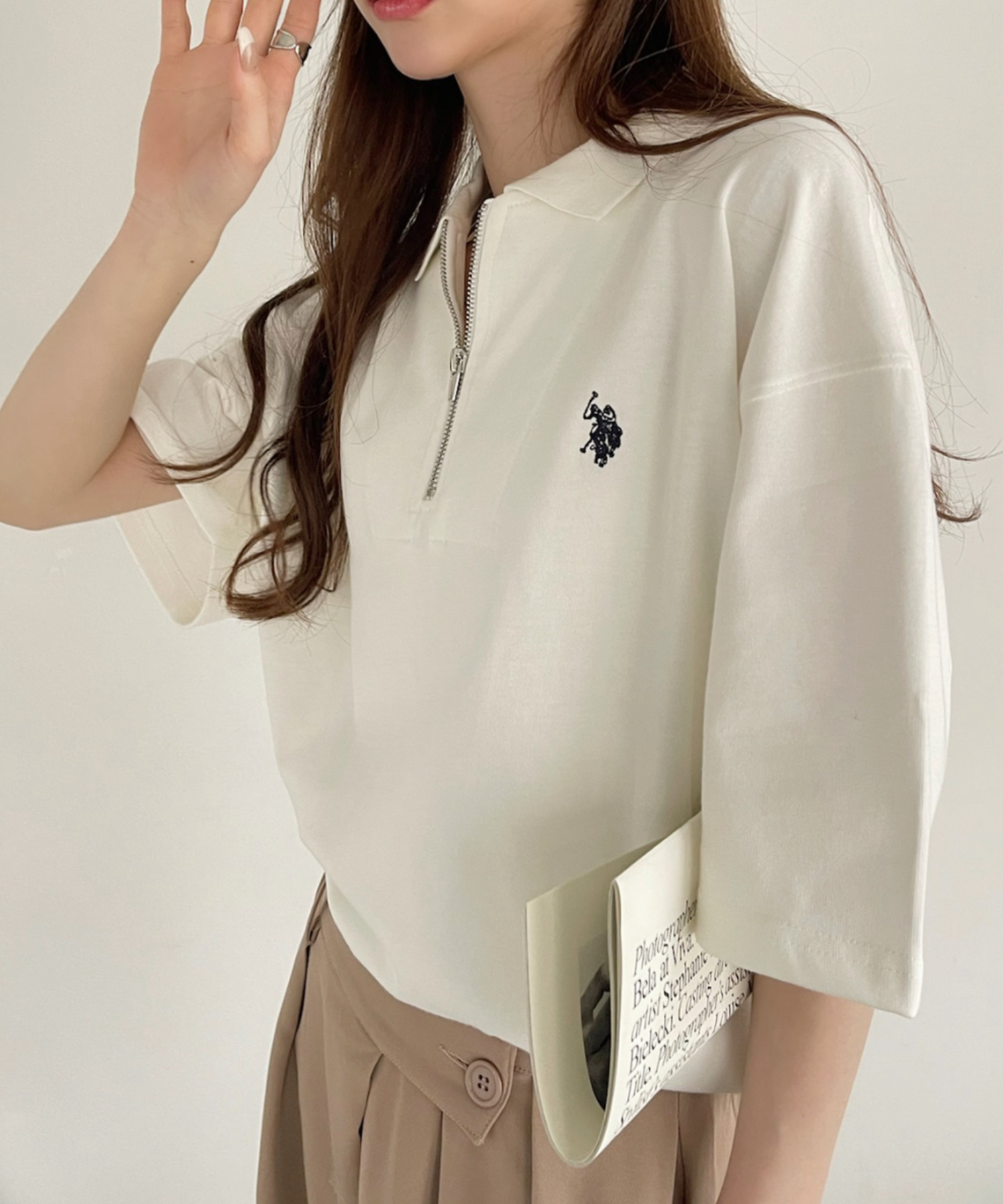 🇯🇵U.S. POLO ASSN. X Ada. 刺繡LOGO 半拉鍊 POLO衫 立領 短T 短袖 / 預購