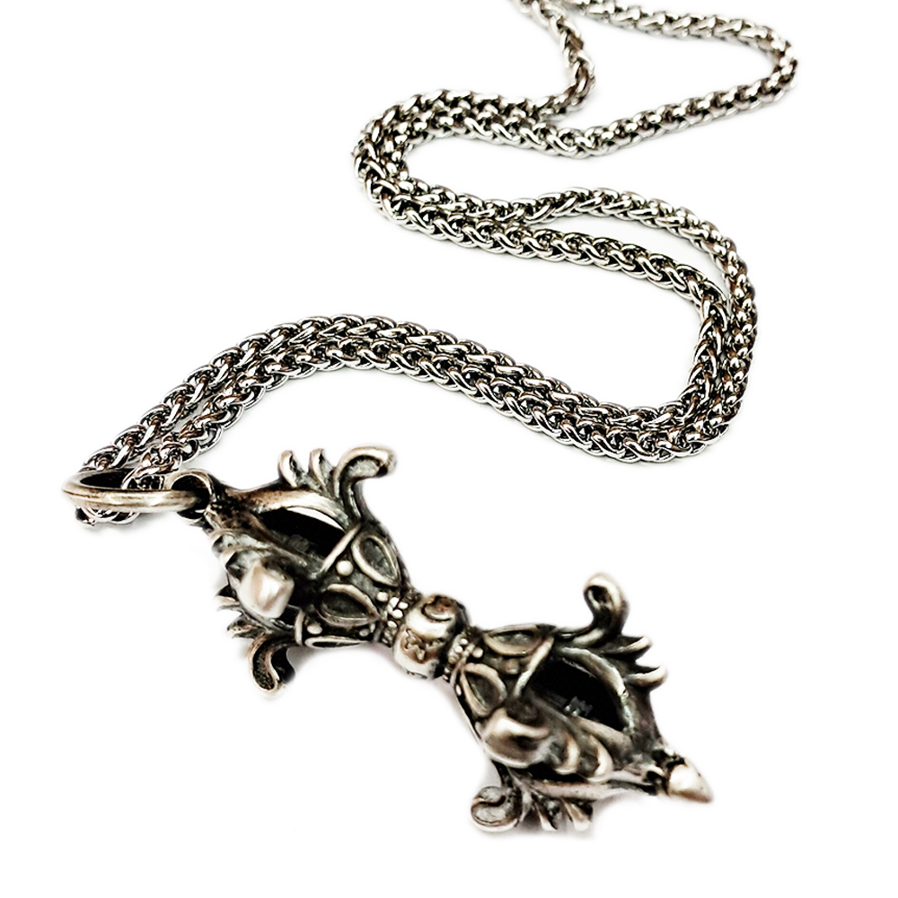 蓮花金剛杵{925純銀} 墜飾&鈦鋼項鍊【十方】150486