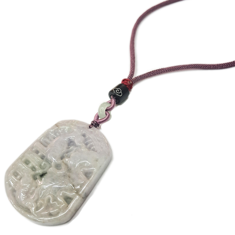 如魚得水春帶紫{緬甸玉}雙面巧雕中國結項鍊【十方】135494