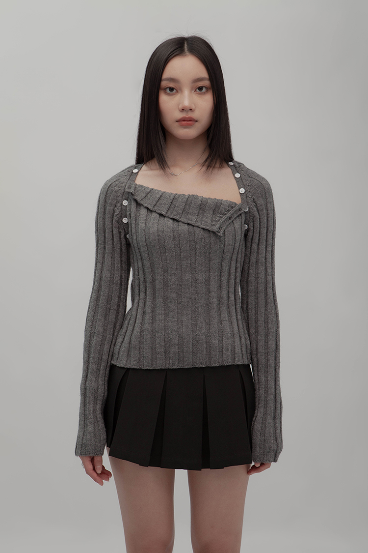 修身粗條針織上衣
