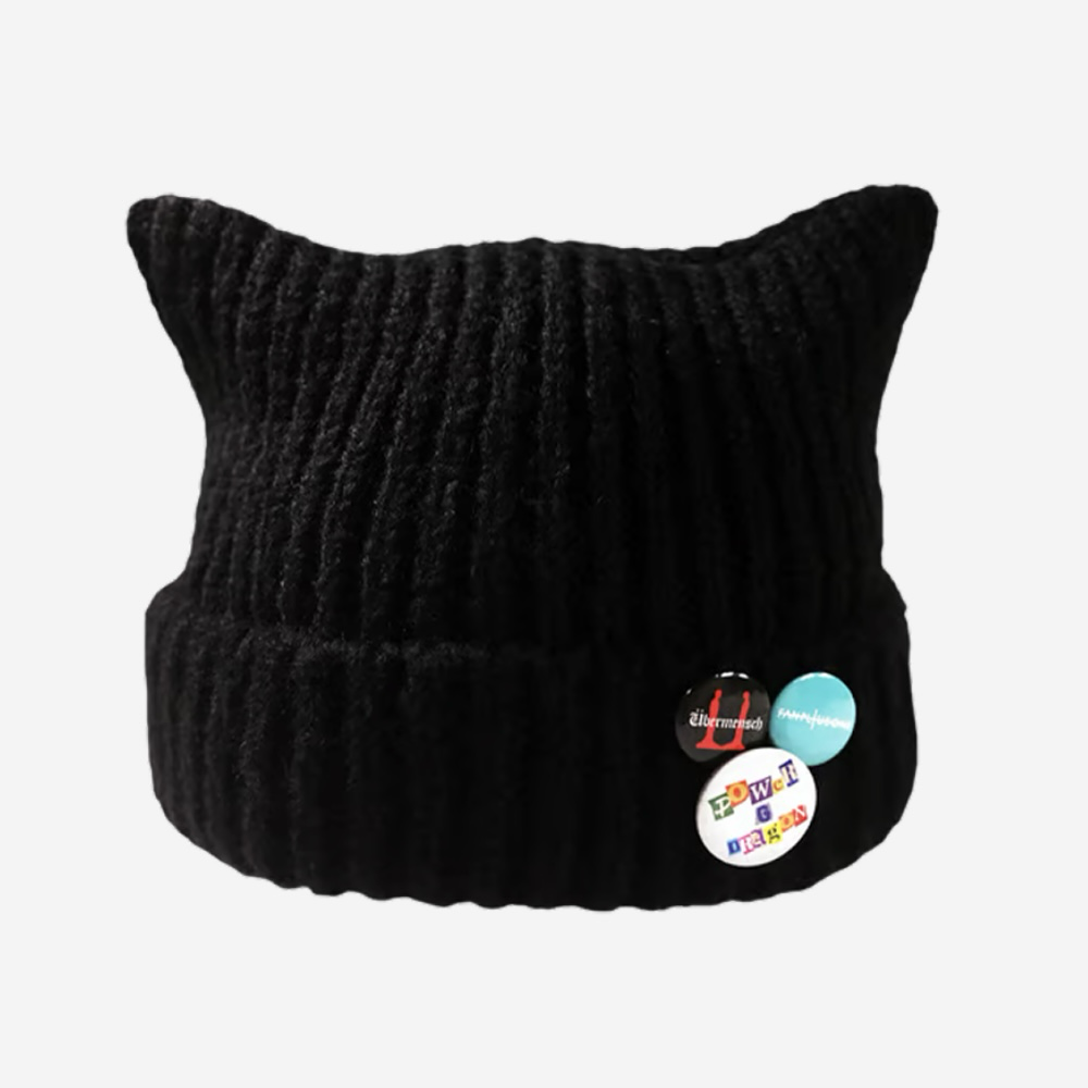GD G-DRAGON Knit Cap Black 應援 權志龍 貓咪針織毛帽 針織帽