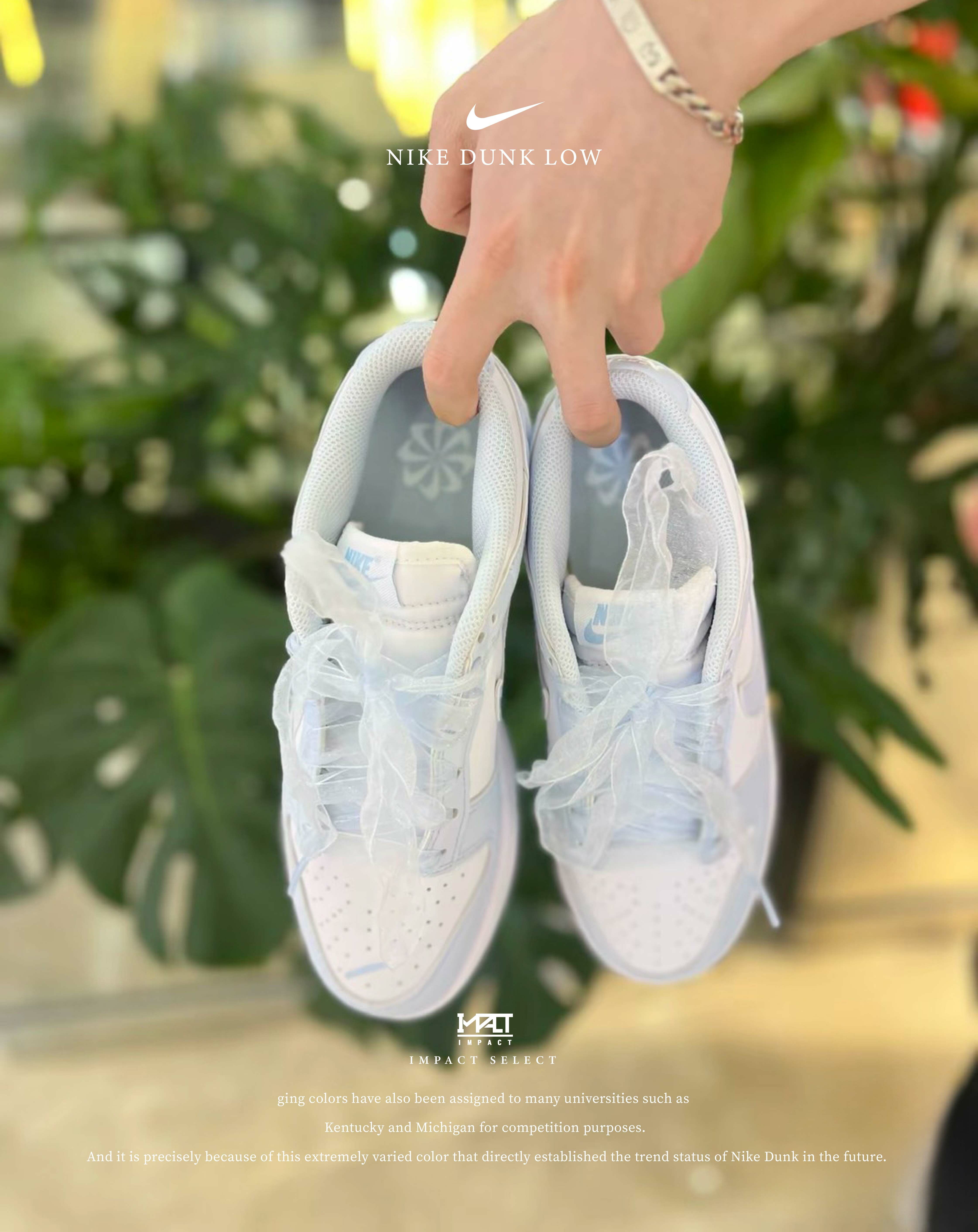 Nike Dunk Low Next Nature 絲綢 緞帶 冰川藍 淺藍 女款 IB7311-100