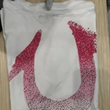 [S] TRUE RELIGION OPTIC WHITE HS OMBRE CRYSTALS V NECK TEE, 208328-OPTIC WHITE (STR135)