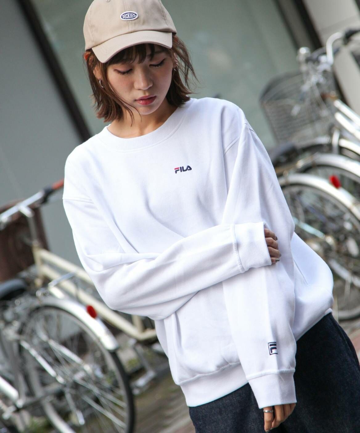 現貨 日本 FILA 白色 復古小LOGO 衛衣 男女款