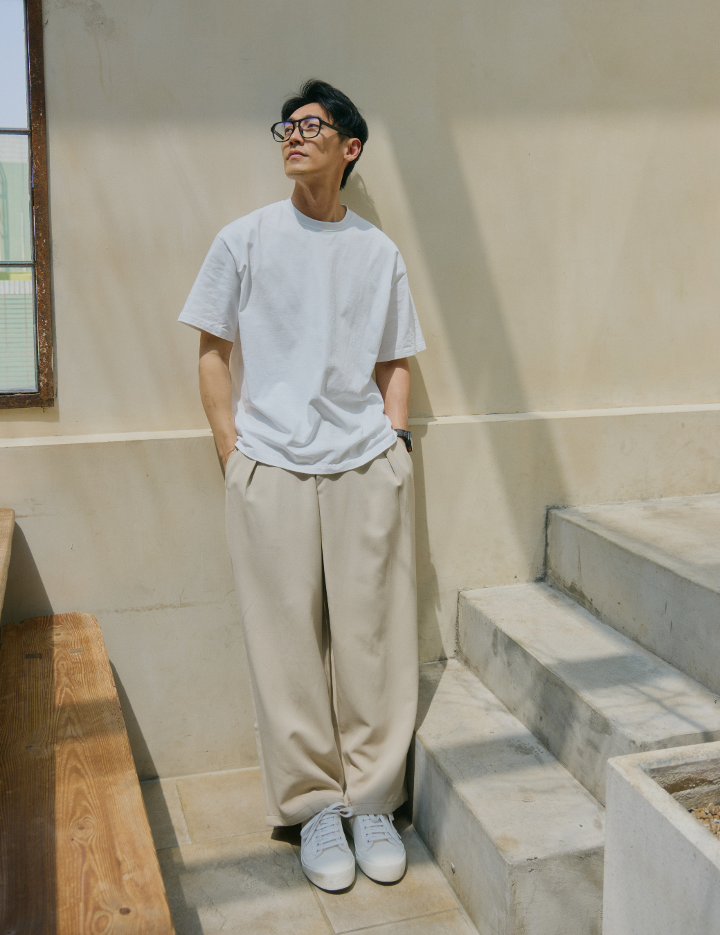 雙釦交錯設計感寬褲