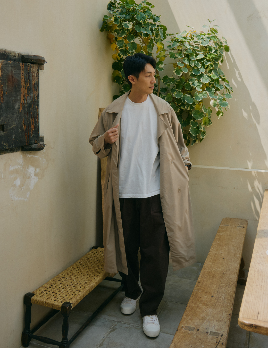 後調節輕量長版風衣外套（2色）