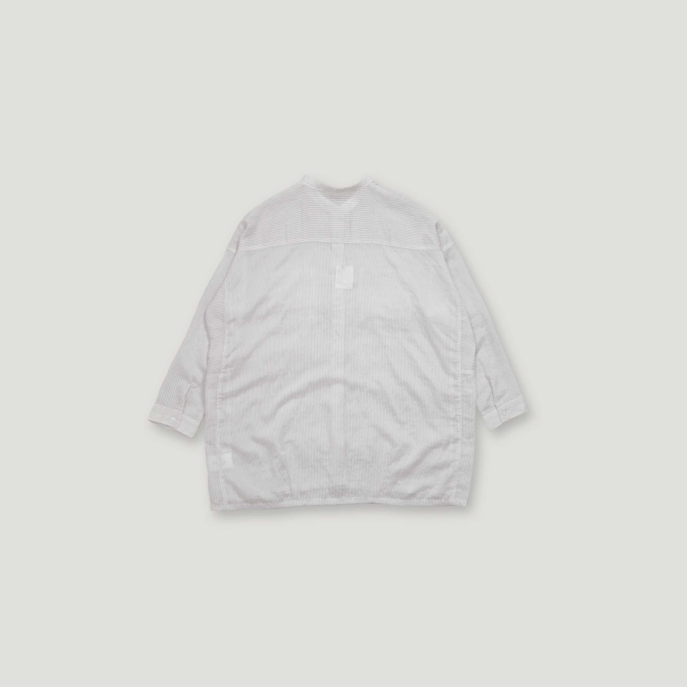 J.P.L. 立領豎紋口袋透紗襯衫