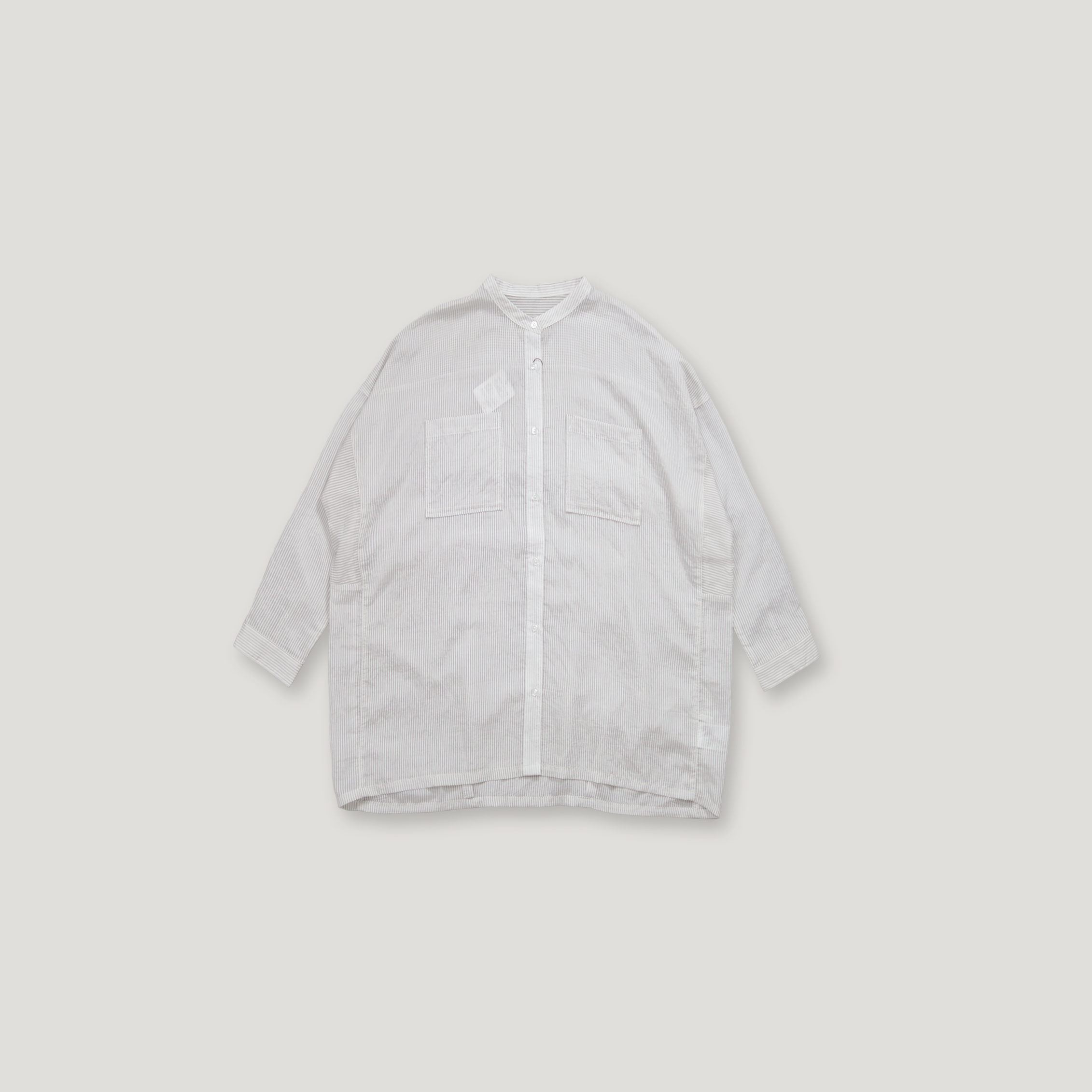 J.P.L. 立領豎紋口袋透紗襯衫